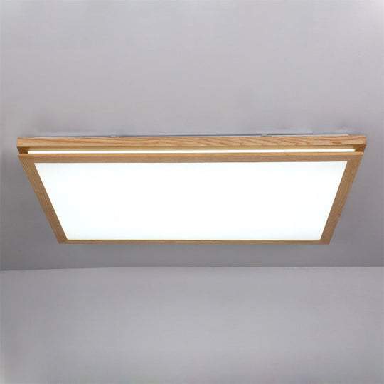 Modern Wood Flush Mount Led Ceiling Light For Living Room With Acrylic Shade 19.5/25.5/37.5 Width