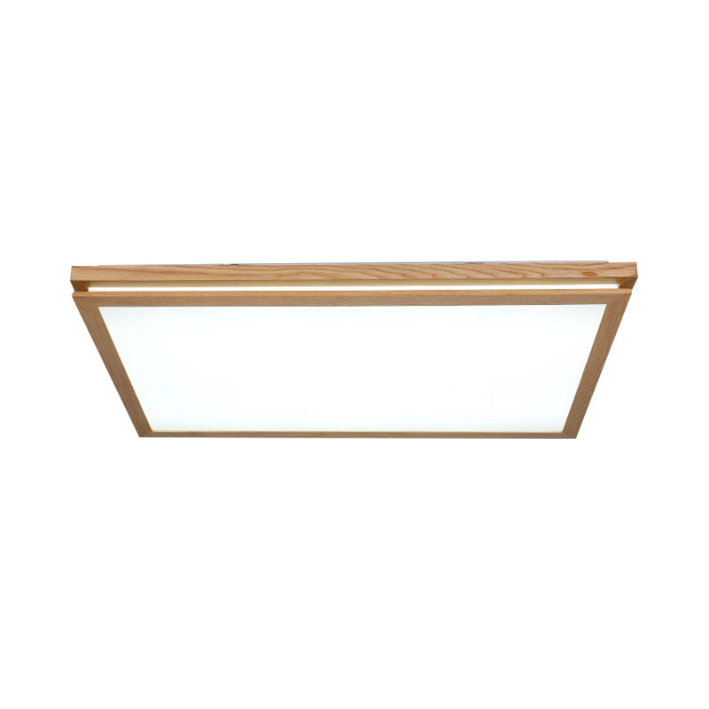 Modern Wood Flush Mount LED Ceiling Light for Living Room with Acrylic Shade – 19.5"/25.5"/37.5" Width – Warm/White Light – Square/Rectangle Design