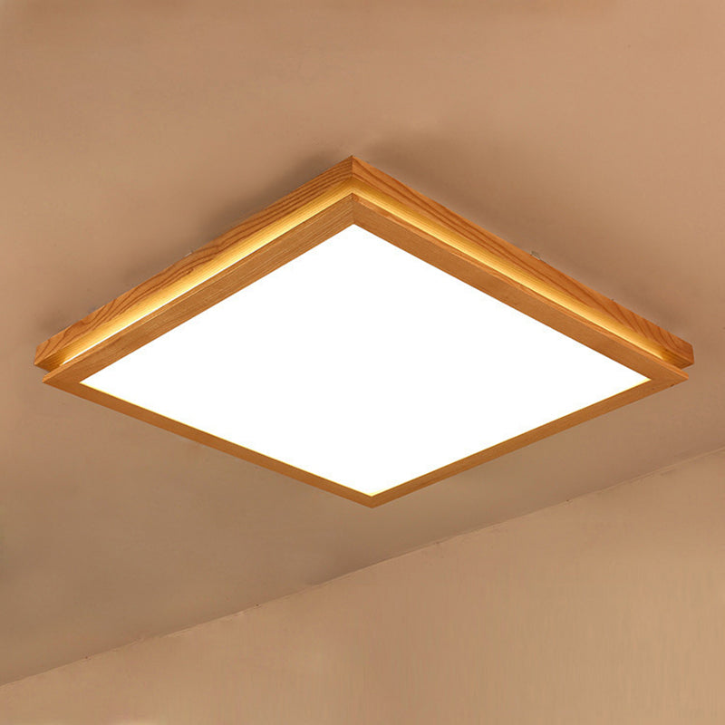 Modern Wood Flush Mount Led Ceiling Light For Living Room With Acrylic Shade 19.5/25.5/37.5 Width