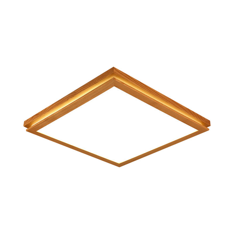 Modern Wood Flush Mount Led Ceiling Light For Living Room With Acrylic Shade 19.5/25.5/37.5 Width