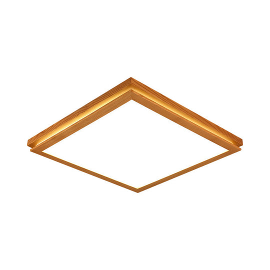 Modern Wood Flush Mount Led Ceiling Light For Living Room With Acrylic Shade 19.5/25.5/37.5 Width