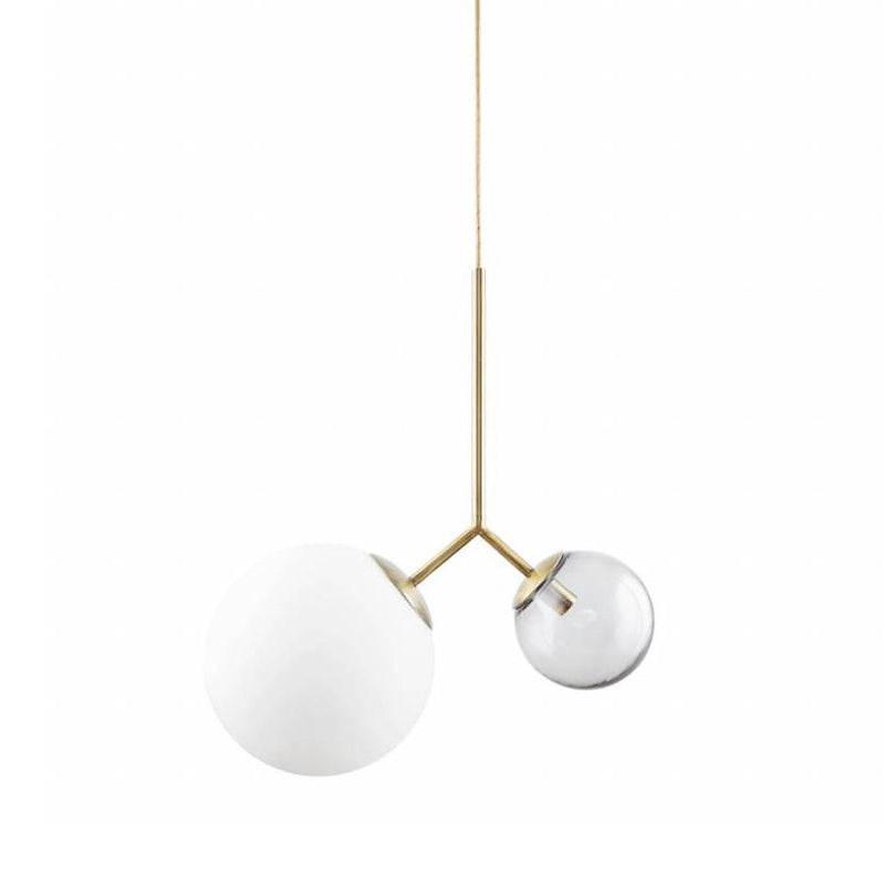 Gold Postmodern Pendant Light – Bifurcated Ombre Blue & Milk Glass Fixture