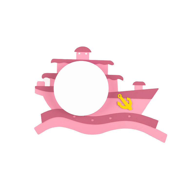 Kindergarten Nautical Ceiling Lamp - Wood Steamship Flush Mount Light