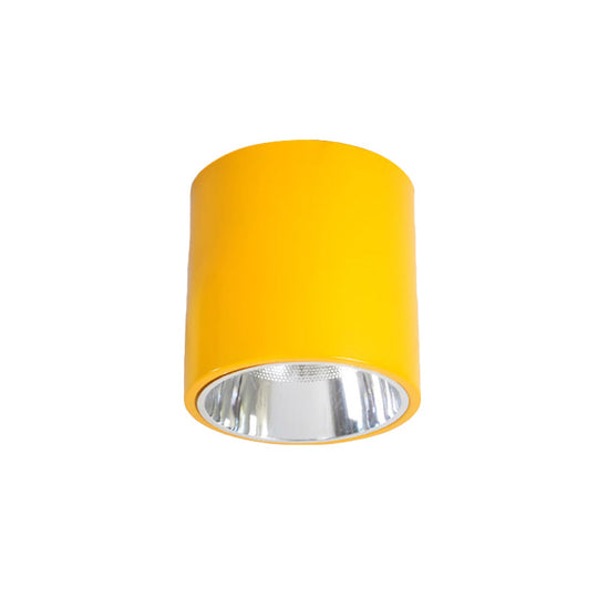 Metallic Cylinder Ceiling Mount Shop Light with Commercial Grade Cloth Shade