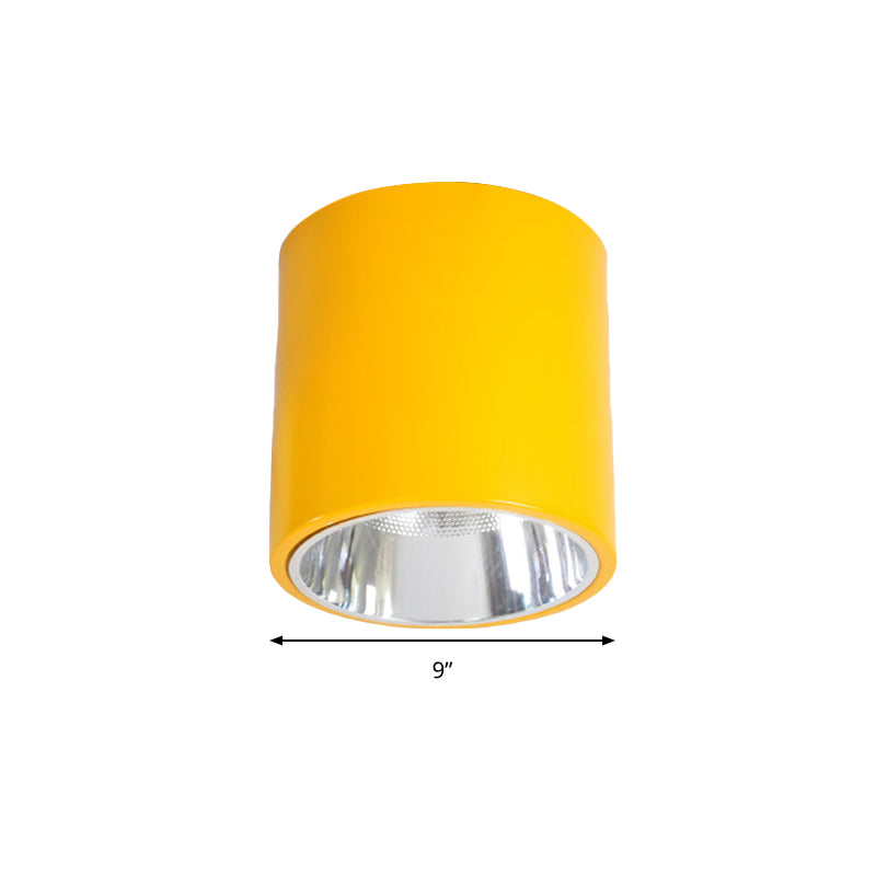 Metallic Cylinder Ceiling Mount Shop Light with Commercial Grade Cloth Shade
