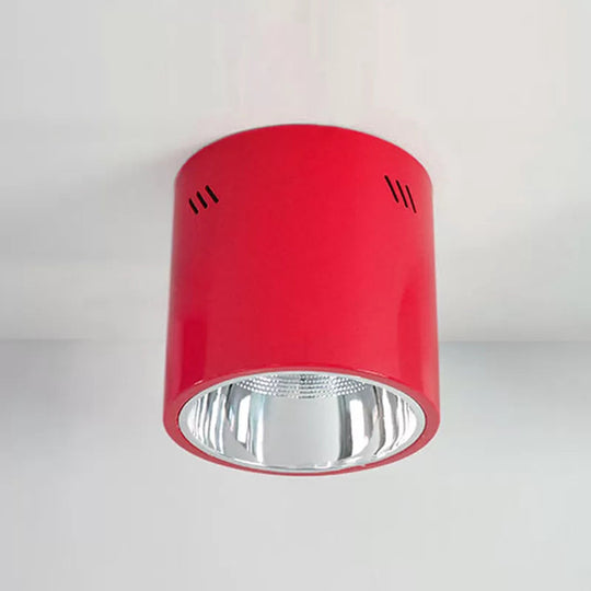 Metallic Cylinder Ceiling Mount Shop Light with Commercial Grade Cloth Shade