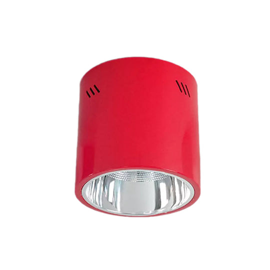 Metallic Cylinder Ceiling Mount Shop Light with Commercial Grade Cloth Shade