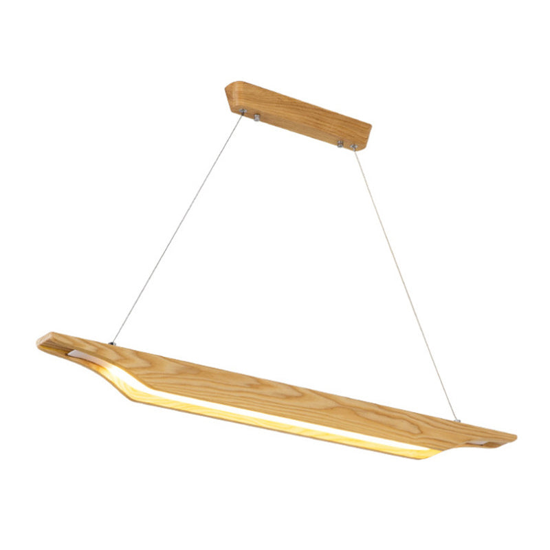 Modern Led Pendant Lighting: Linear Wooden Ceiling Lamp Fixture In White/Warm/Natural Light - Beige