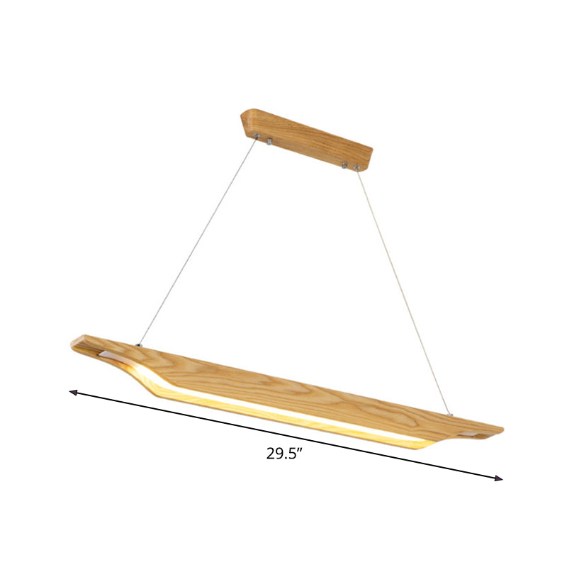 Modern Linear Wooden Pendant Light Fixture with LED, Beige, White/Warm/Natural Light