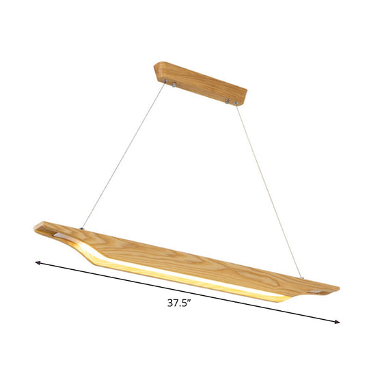 Modern Linear Wooden Pendant Light Fixture with LED, Beige, White/Warm/Natural Light