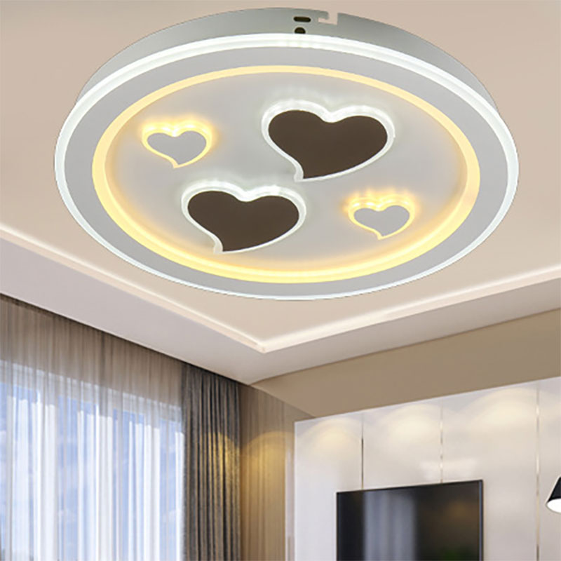 Round LED Flush Mount Ceiling Light in White Finish - Ideal for Adult Bedroom Décor