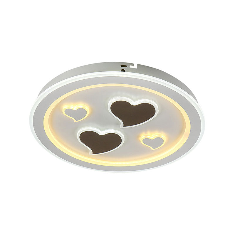 Round LED Flush Mount Ceiling Light in White Finish - Ideal for Adult Bedroom Décor