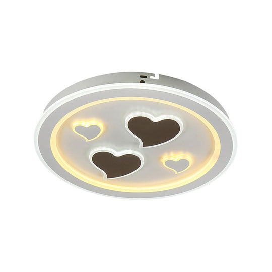 Round LED Flush Mount Ceiling Light in White Finish - Ideal for Adult Bedroom Décor