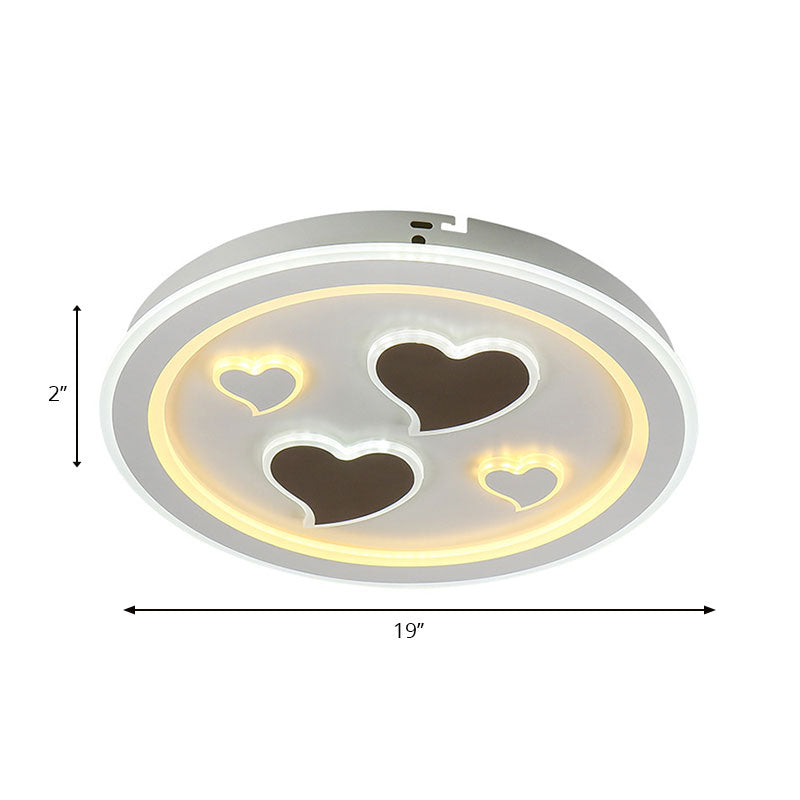 Round LED Flush Mount Ceiling Light in White Finish - Ideal for Adult Bedroom Décor