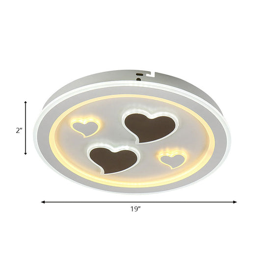 Round LED Flush Mount Ceiling Light in White Finish - Ideal for Adult Bedroom Décor