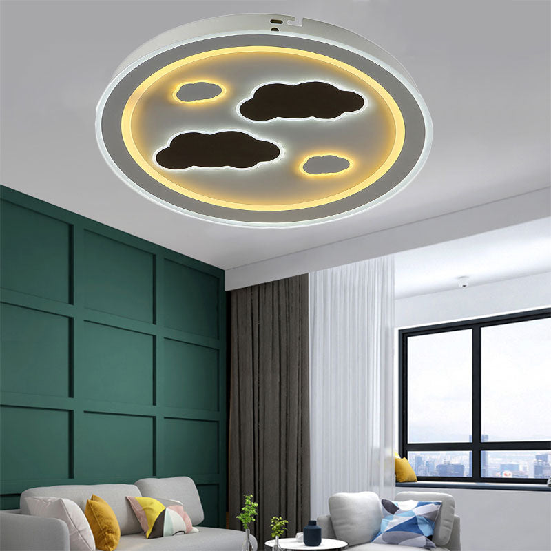 Round LED Flush Mount Ceiling Light in White Finish - Ideal for Adult Bedroom Décor