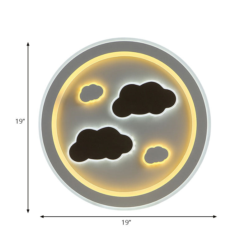 Round LED Flush Mount Ceiling Light in White Finish - Ideal for Adult Bedroom Décor