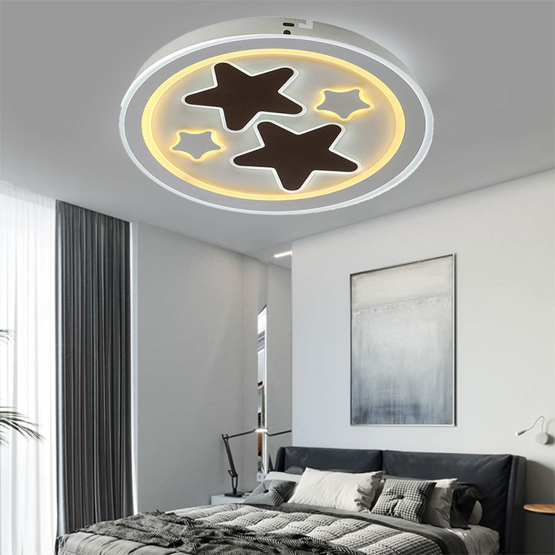 Round LED Flush Mount Ceiling Light in White Finish - Ideal for Adult Bedroom Décor