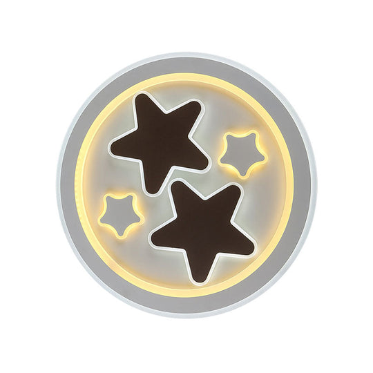 Round LED Flush Mount Ceiling Light in White Finish - Ideal for Adult Bedroom Décor