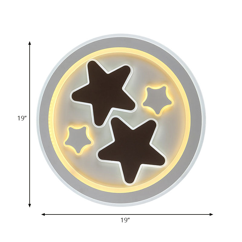 Round LED Flush Mount Ceiling Light in White Finish - Ideal for Adult Bedroom Décor