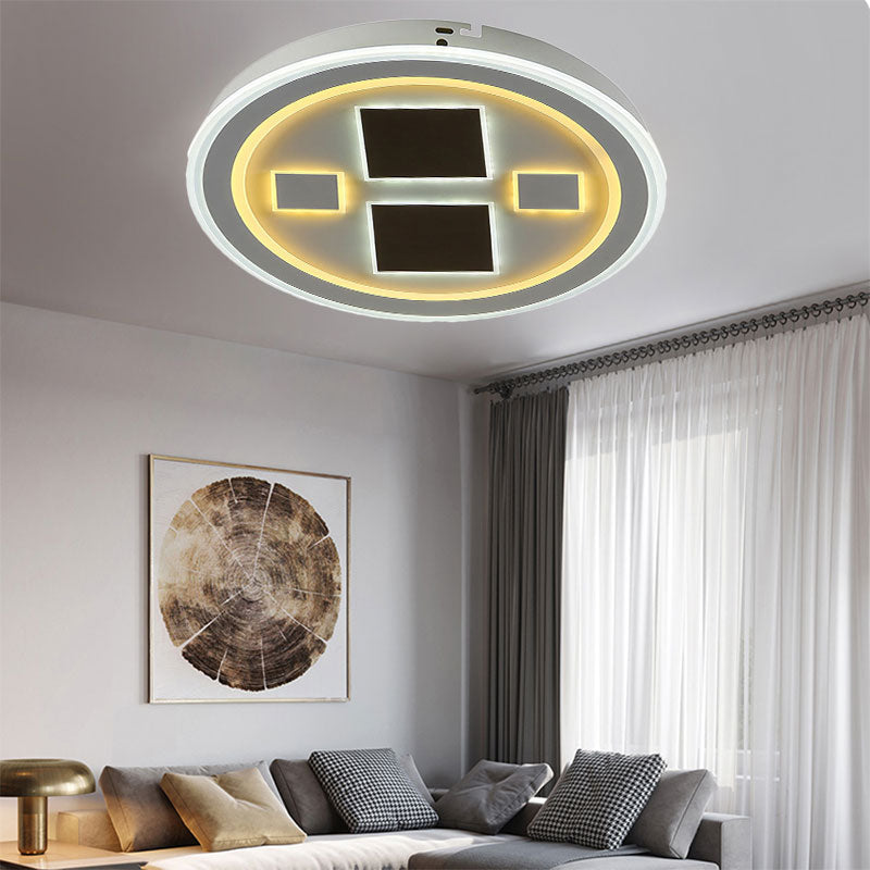 Round LED Flush Mount Ceiling Light in White Finish - Ideal for Adult Bedroom Décor