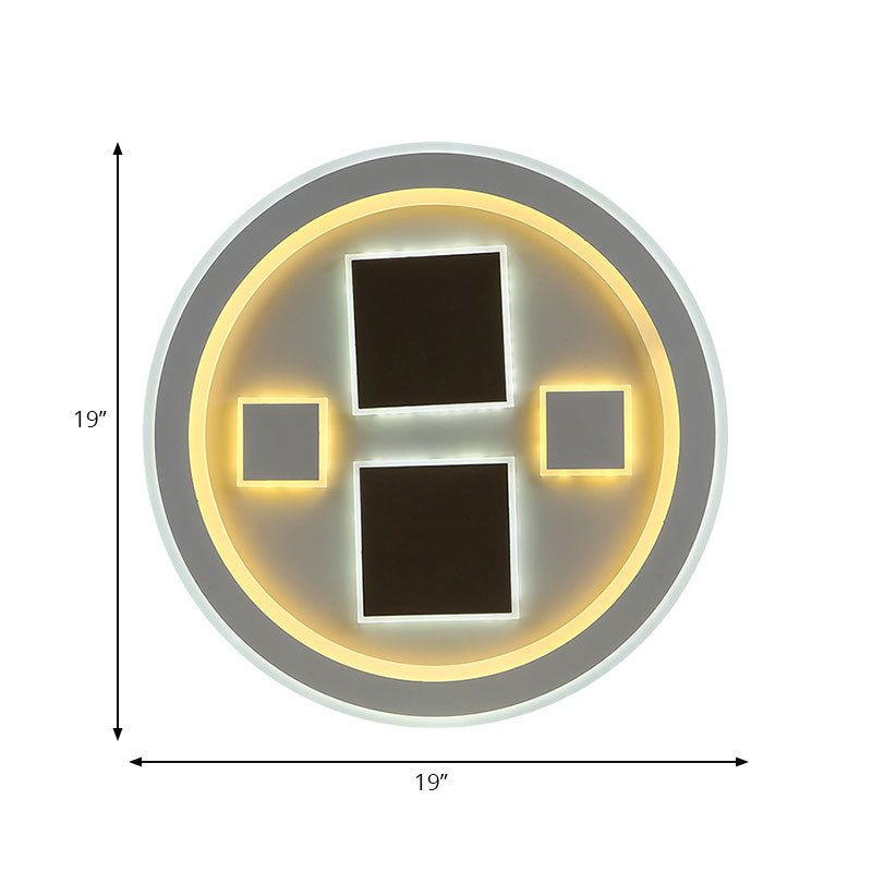 Round LED Flush Mount Ceiling Light in White Finish - Ideal for Adult Bedroom Décor