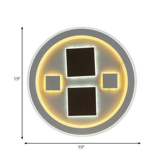 Round LED Flush Mount Ceiling Light in White Finish - Ideal for Adult Bedroom Décor