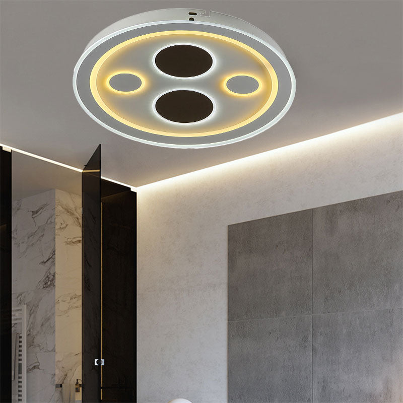 Round LED Flush Mount Ceiling Light in White Finish - Ideal for Adult Bedroom Décor