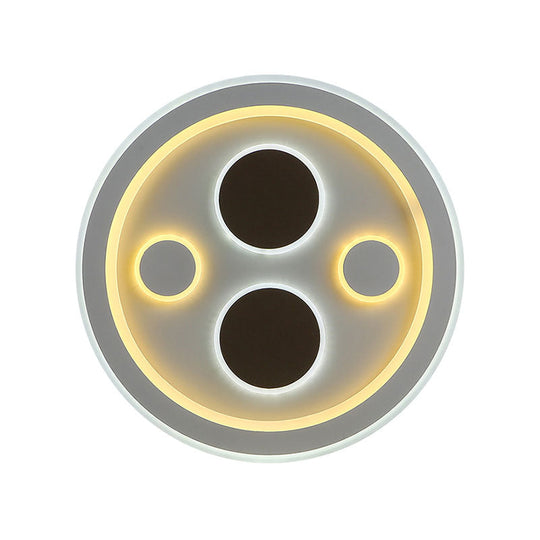 Round LED Flush Mount Ceiling Light in White Finish - Ideal for Adult Bedroom Décor