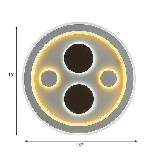 Round LED Flush Mount Ceiling Light in White Finish - Ideal for Adult Bedroom Décor