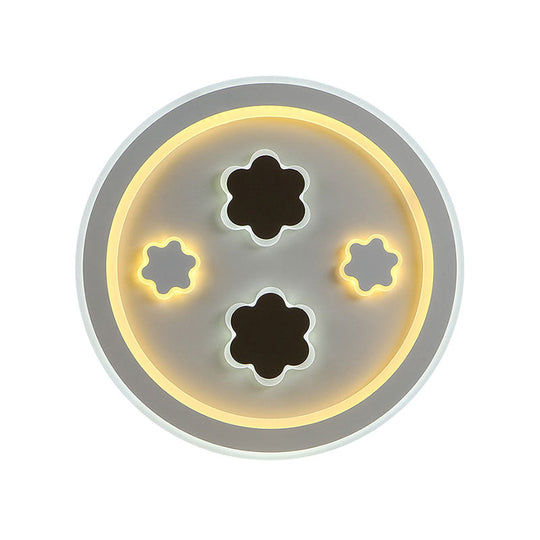 Round LED Flush Mount Ceiling Light in White Finish - Ideal for Adult Bedroom Décor