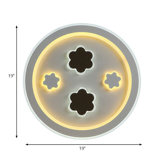 Round LED Flush Mount Ceiling Light in White Finish - Ideal for Adult Bedroom Décor