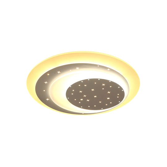 Starlit Acrylic Crescent LED Ceiling Light: A Romantic Flushmount for Girls' Bedroom