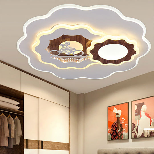 Romantic Acrylic Blossom Ceiling Mount Flush Light in White for Adult Bedroom
