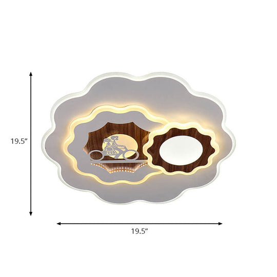 Romantic Acrylic Blossom Ceiling Mount Flush Light In White For Adult Bedroom