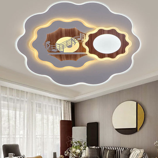 Romantic Acrylic Blossom Ceiling Mount Flush Light in White for Adult Bedroom