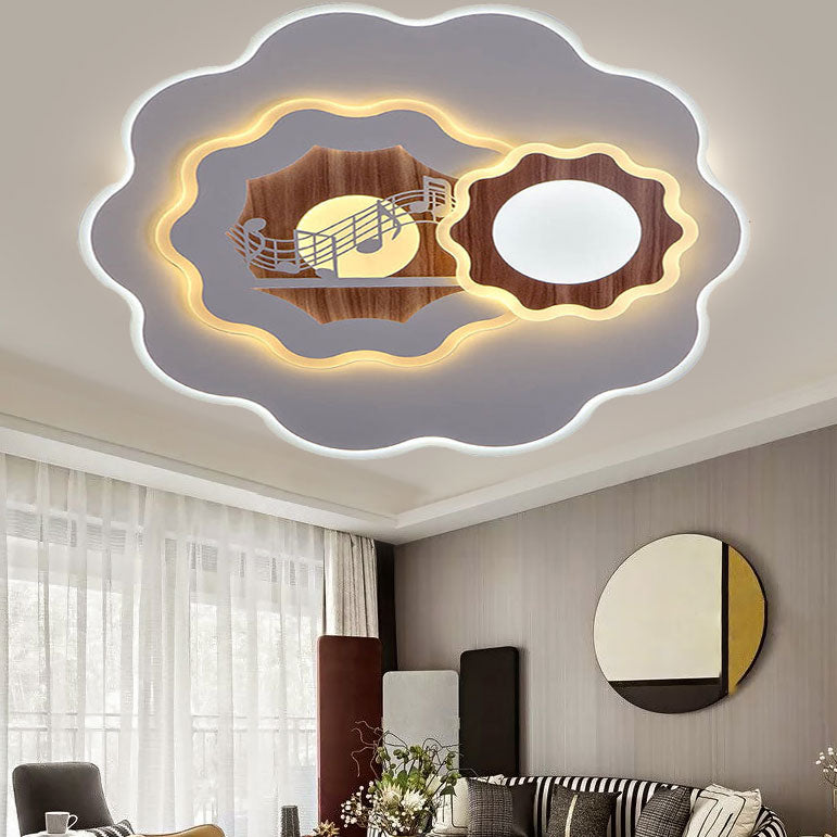 Romantic Acrylic Blossom Ceiling Mount Flush Light In White For Adult Bedroom / C
