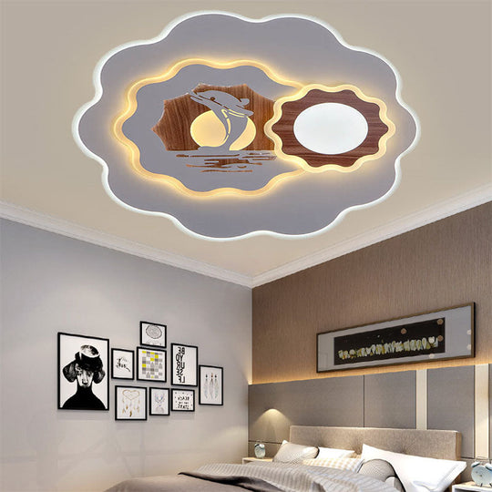 Romantic Acrylic Blossom Ceiling Mount Flush Light in White for Adult Bedroom