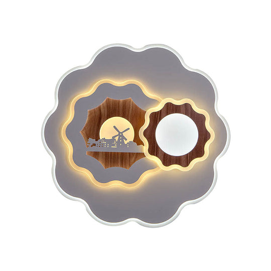 Romantic Acrylic Blossom Ceiling Mount Flush Light In White For Adult Bedroom