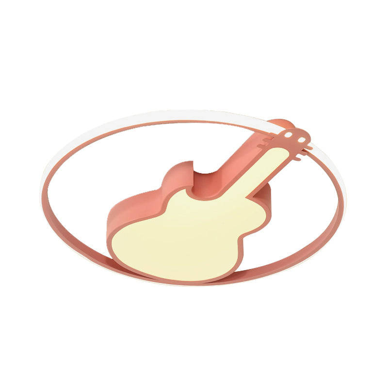 Candy-Colored Guitar Acrylic Flush Mount Led Ceiling Light For Game Rooms