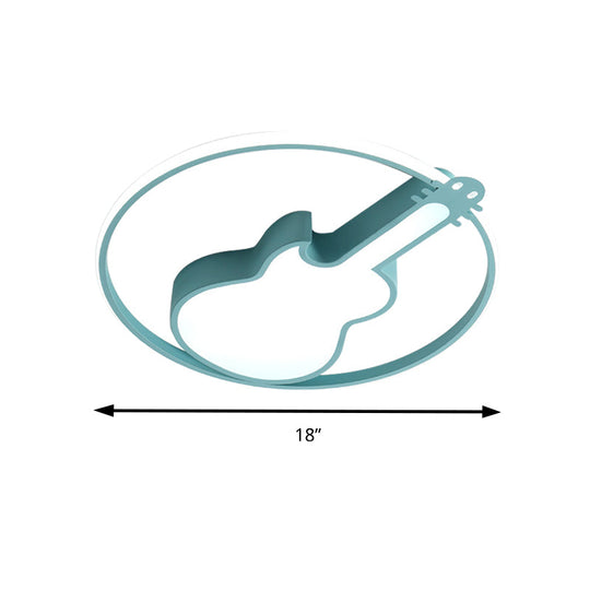 Candy-Colored Guitar Acrylic Flush Mount LED Ceiling Light for Game Rooms