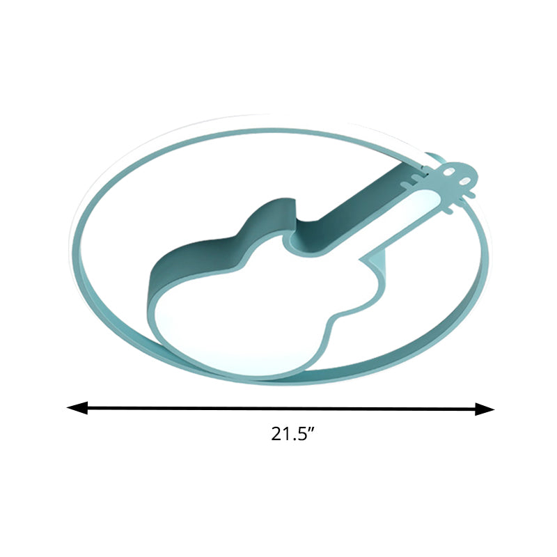 Candy-Colored Guitar Acrylic Flush Mount LED Ceiling Light for Game Rooms