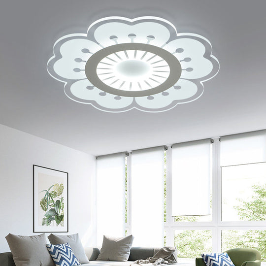 Modern Acrylic Petal LED Ceiling Light: Elegant Flush Mount for Girls' Bedroom