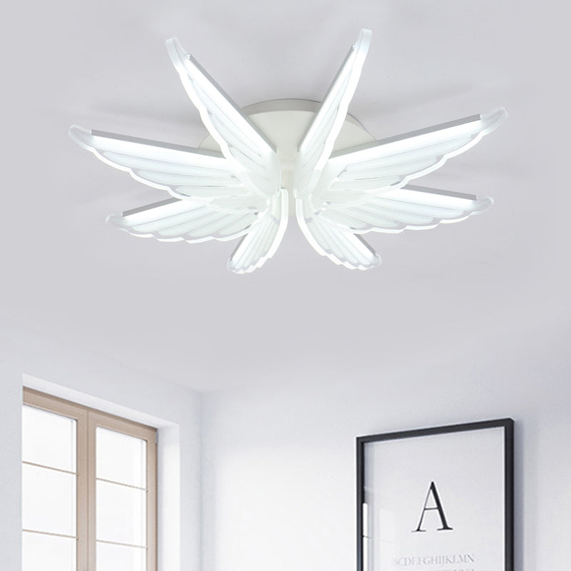 Romantic White Wing Flush LED Ceiling Lamp for Baby Room