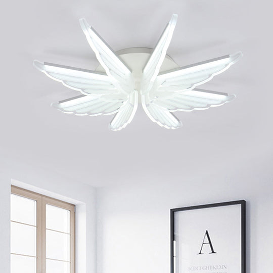 Romantic White Wing Flush LED Ceiling Lamp for Baby Room
