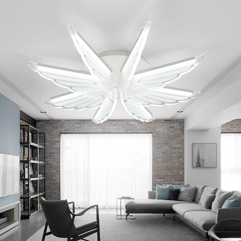 Romantic White Wing Flush LED Ceiling Lamp for Baby Room