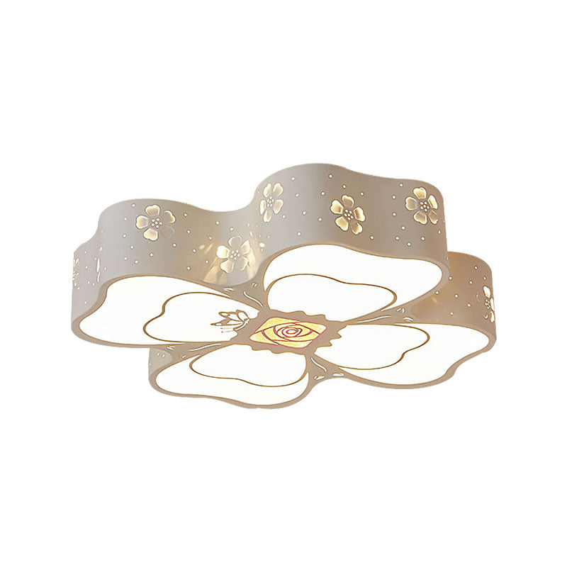 White Etched Petal Metal Ceiling Light For Kids Bedroom Or Bathroom