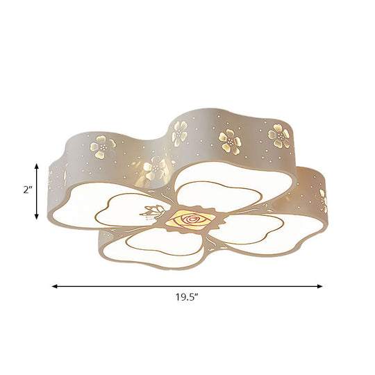 White Etched Petal Metal Ceiling Light for Kids' Bedroom or Bathroom
