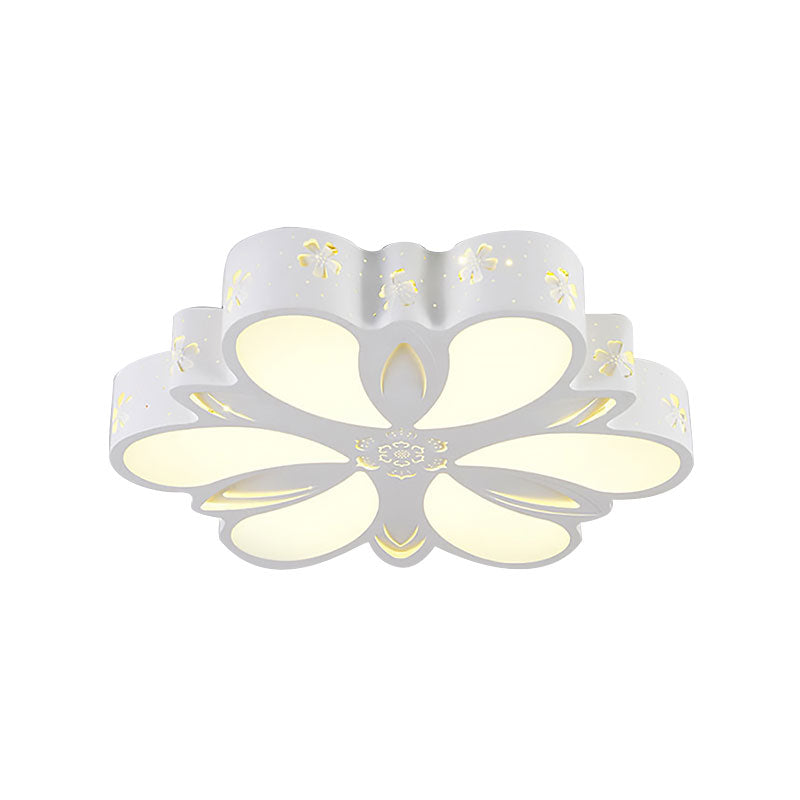 White Etched Petal Metal Ceiling Light For Kids Bedroom Or Bathroom