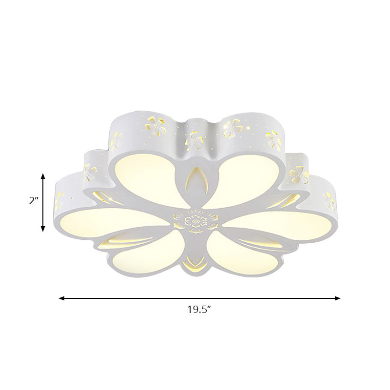 White Etched Petal Metal Ceiling Light For Kids Bedroom Or Bathroom